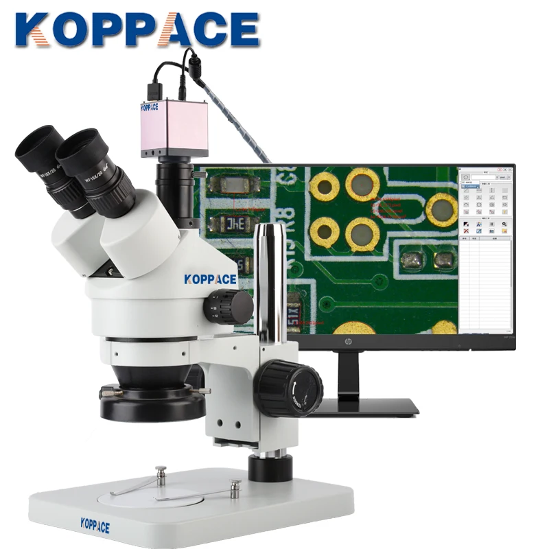 

KOPPACE 3.5X-180X 2 Million Pixels Trinocular Stereo Electronic Measuring Microscope HD 1080P 60FPS HDMI Industry Microscope