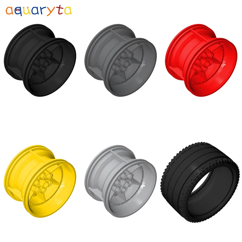 

AQUARYTA 4pcs Technology Building Car Toys 56x34mm Wheel Hub & 68.8x36mm Tire Compatible 15038 44771 DIY Assembles Toys for Teen