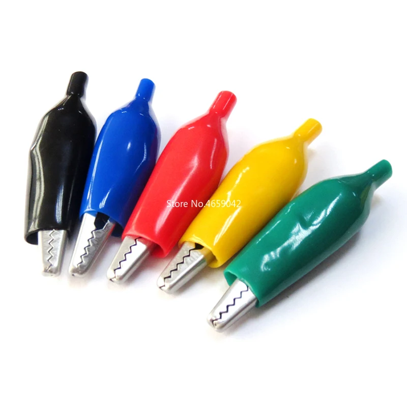 10PCS 27mm Small Insulation Boot Metal Alligator Clip Electric Test Lead Colorful Small Crocodile Clip 6 Color