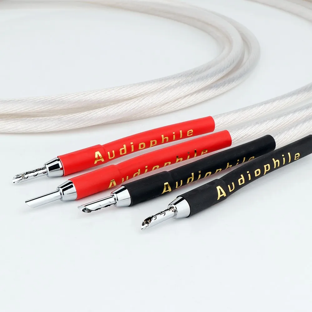 

Audio Cable 4Roots HIFI 99.999% 5N Single Crystal Copper OCC Silver-Plated Speaker Cable Banana Plug Y Plug