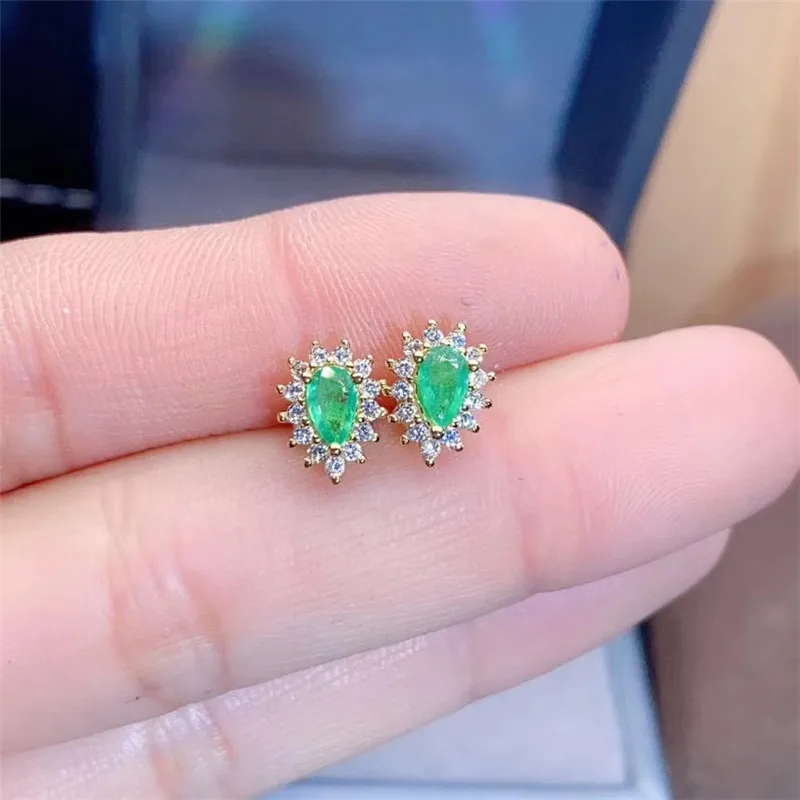 3*5mm Natural Emerald earrings women green gemstone jewelry Cost-effective sterling silver 925 stud earrings