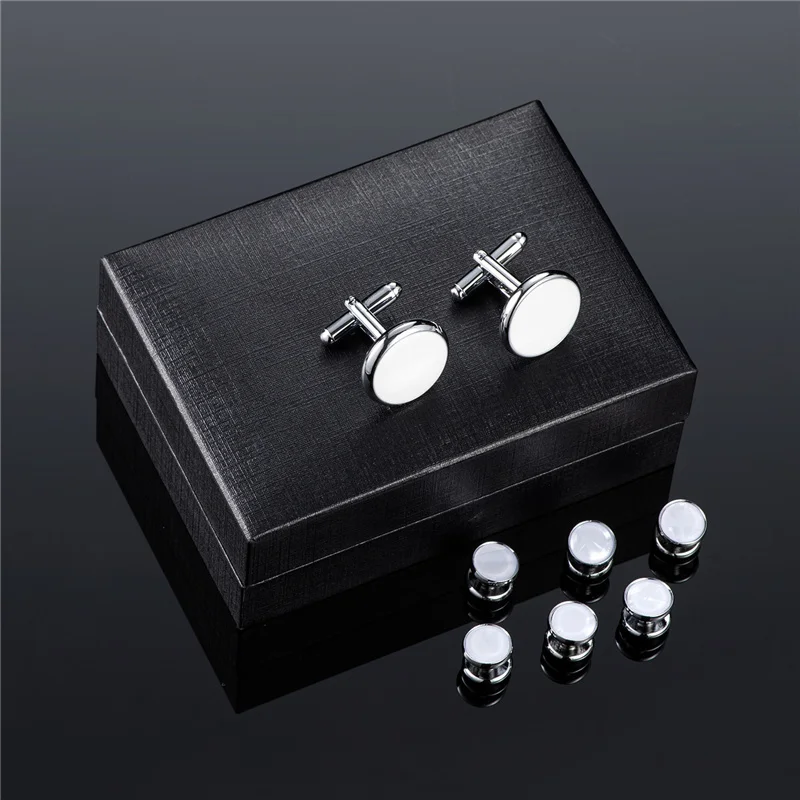 Cufflinks For Mens Set Copper Metal Man Shirt Cufflink Box Luxury Men\'s Cuff Links And Stud Set Jewelry Gifts Tie Clip Business