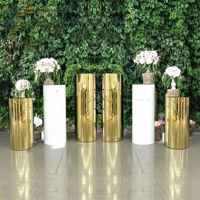 4pcs/set)Event design white wedding display clear acrylic/mental white  round plinth yudao1142