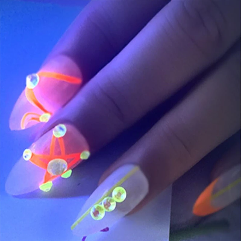 All Size Noctilucent Neon Rhinestones Flatback Glass Non Hot Fix Rhinestone Fluorescence Glitter Stone Nail Art Decorations