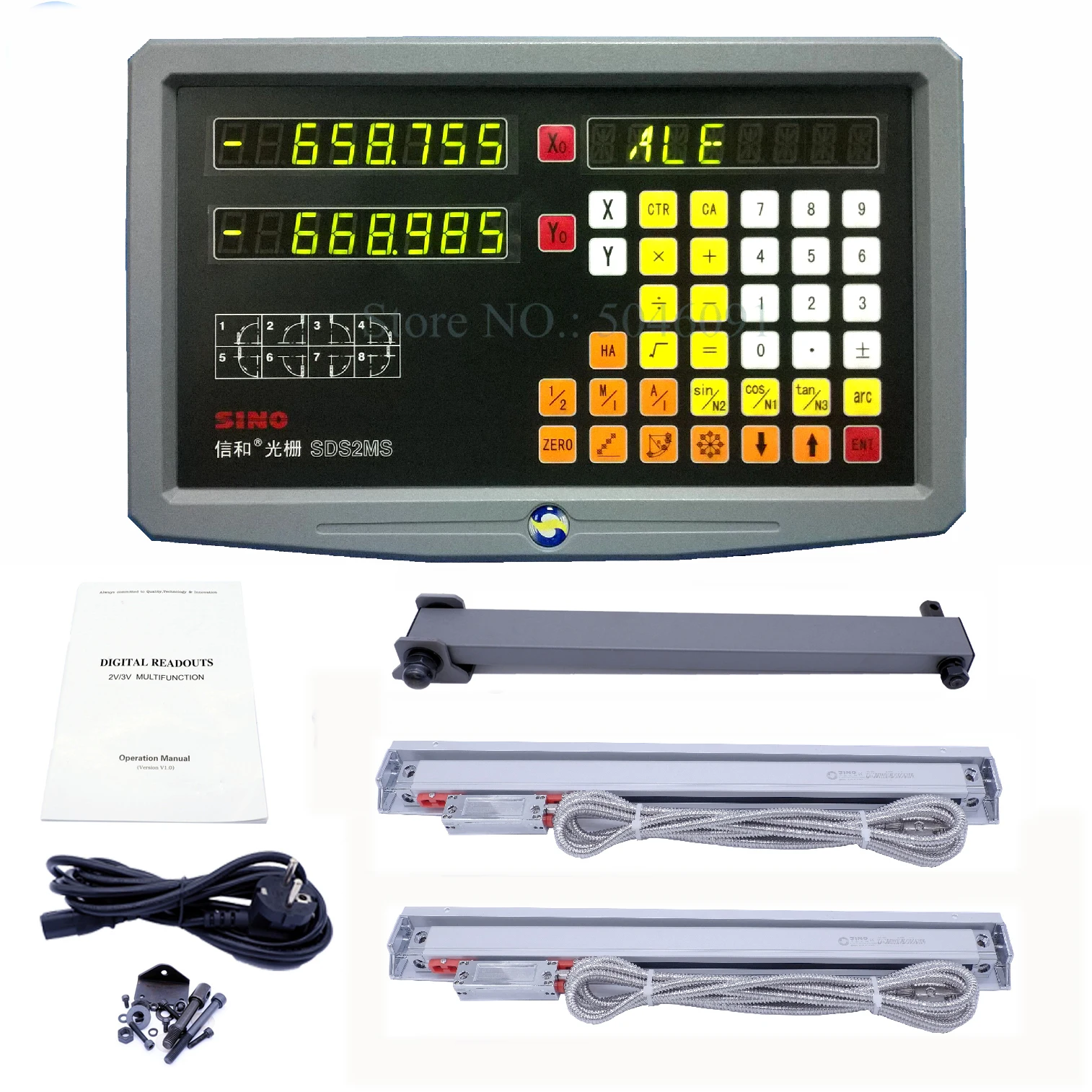 Máquina de Fresagem de Torno de Alta Precisão Dro Kit Sino Eixos Leitura Digital Sds2ms e Peças Escala Linear Óptica Ka300
