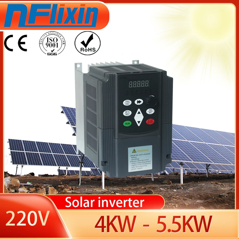 Onduleur solaire Vineau 2.2KW 3HP DC 200-400V, entrée 1 phase 0-220V sortie, convertisseur mort, pilote de pompe à eau MTTP, contrôle de vitesse