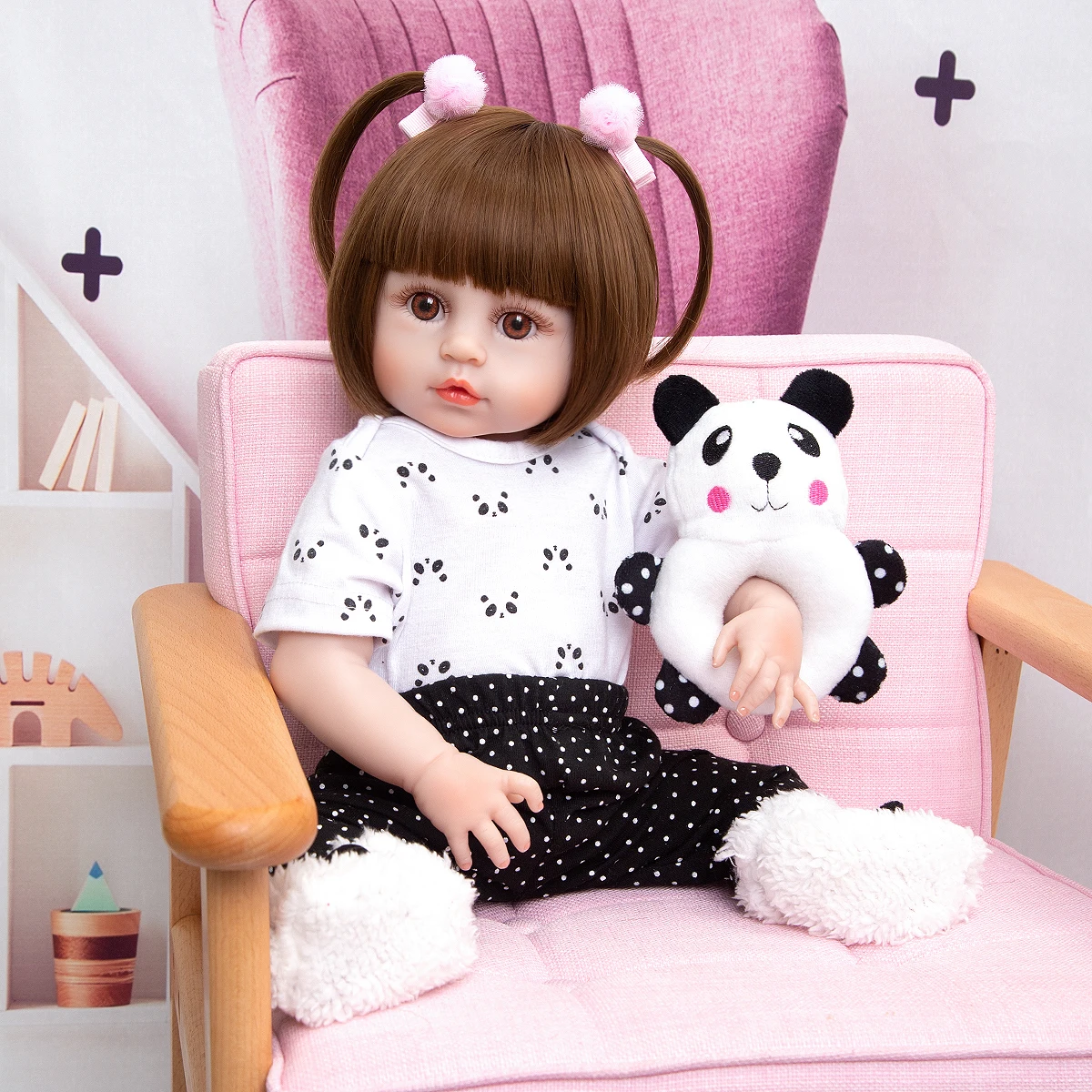 KEIUMI 19 Inch Bebe Reborn Menina Full Silicone Body Likelife Beautiful Panda Reborn Babies Doll For Children Birthday Gift