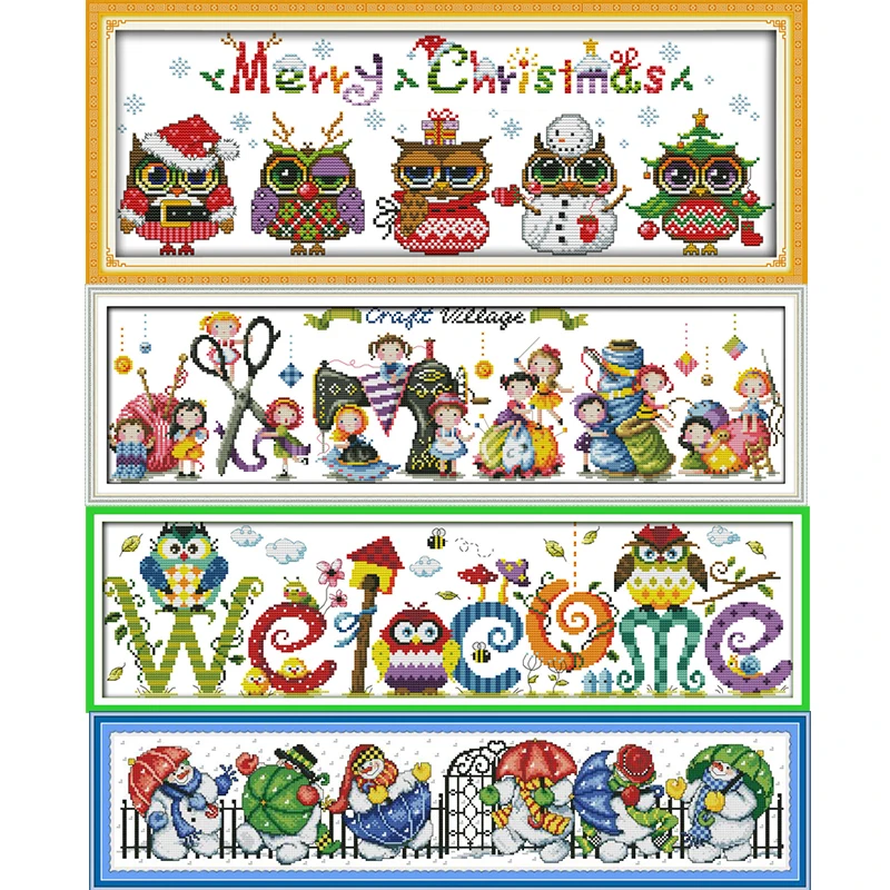 DIY cartoon series pattern printing cross stitch kit DMC 11CT 14CT counting canvas printing craft set Christmas embroidery decor