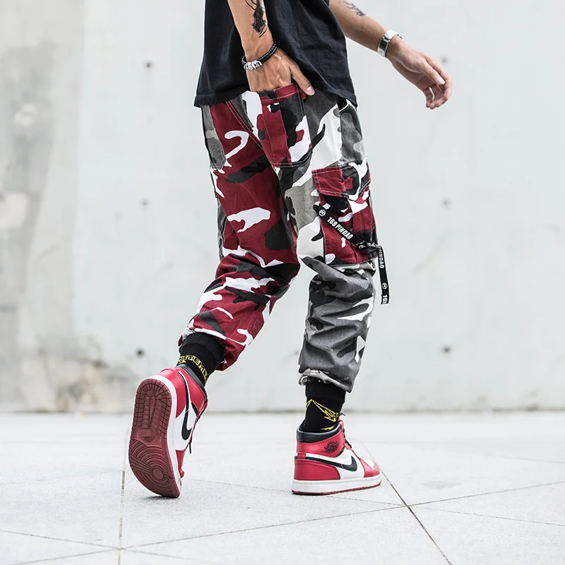 2020 Mens Fashion Splice joggers pants hip hop Streetwear Camo pants Cargo pants Men Camo Pants Mens Trousers US Size M-XXL