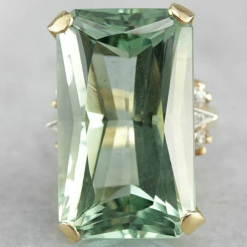 Fashionable and Exquisite  Green Diamond Wedding Wedding Princess Ring Love Diamond Ring Size 5-11