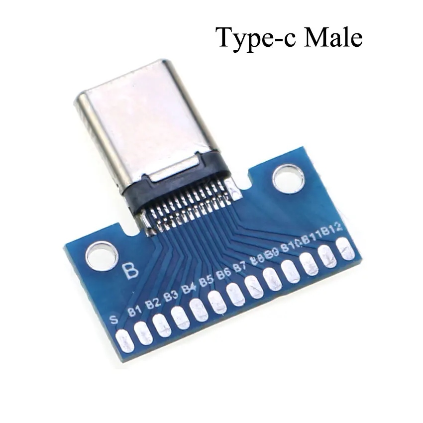 YuXi-conector USB tipo C, adaptador de enchufe macho y hembra de 24 Pines, placa de prueba USB 3,1, 24 P, Base de enchufe, placa PCB