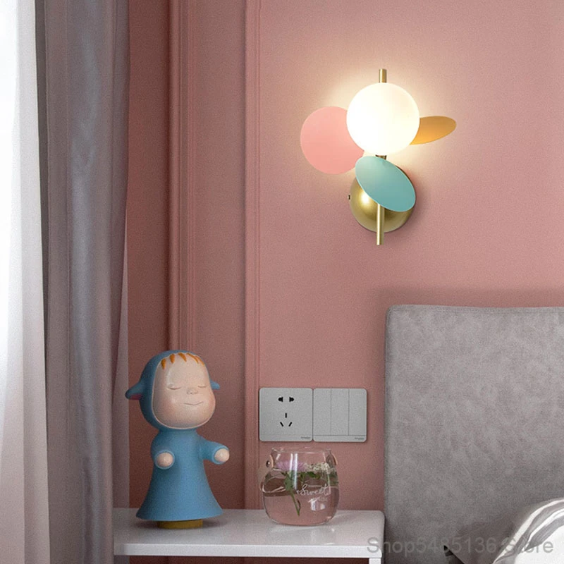 

Nordic Colorful Flower Branch Wall Lamp Minimalist Bedroom Bedside Aisle Children's Room Living Room Study Decorative Lighting