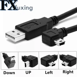 1 sztuk USB 2.0 męski na Mini USB w górę lewego prawego kątowy kabel 90 stopni 0.3m dla kamery MP4 Tablet t-port kabel danych l-bend Mini