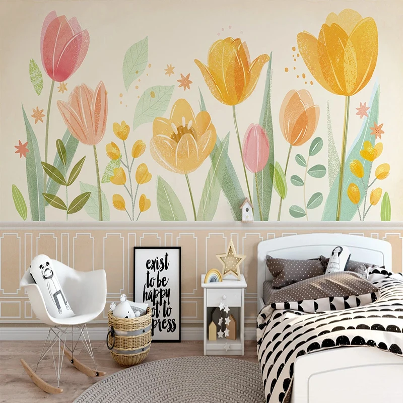 Mural de flores de paisaje natural personalizado, tela de pared para restaurante, niños, niños, Gril, decoración de fondo para dormitorio, Mural 3D, papel tapiz fresco