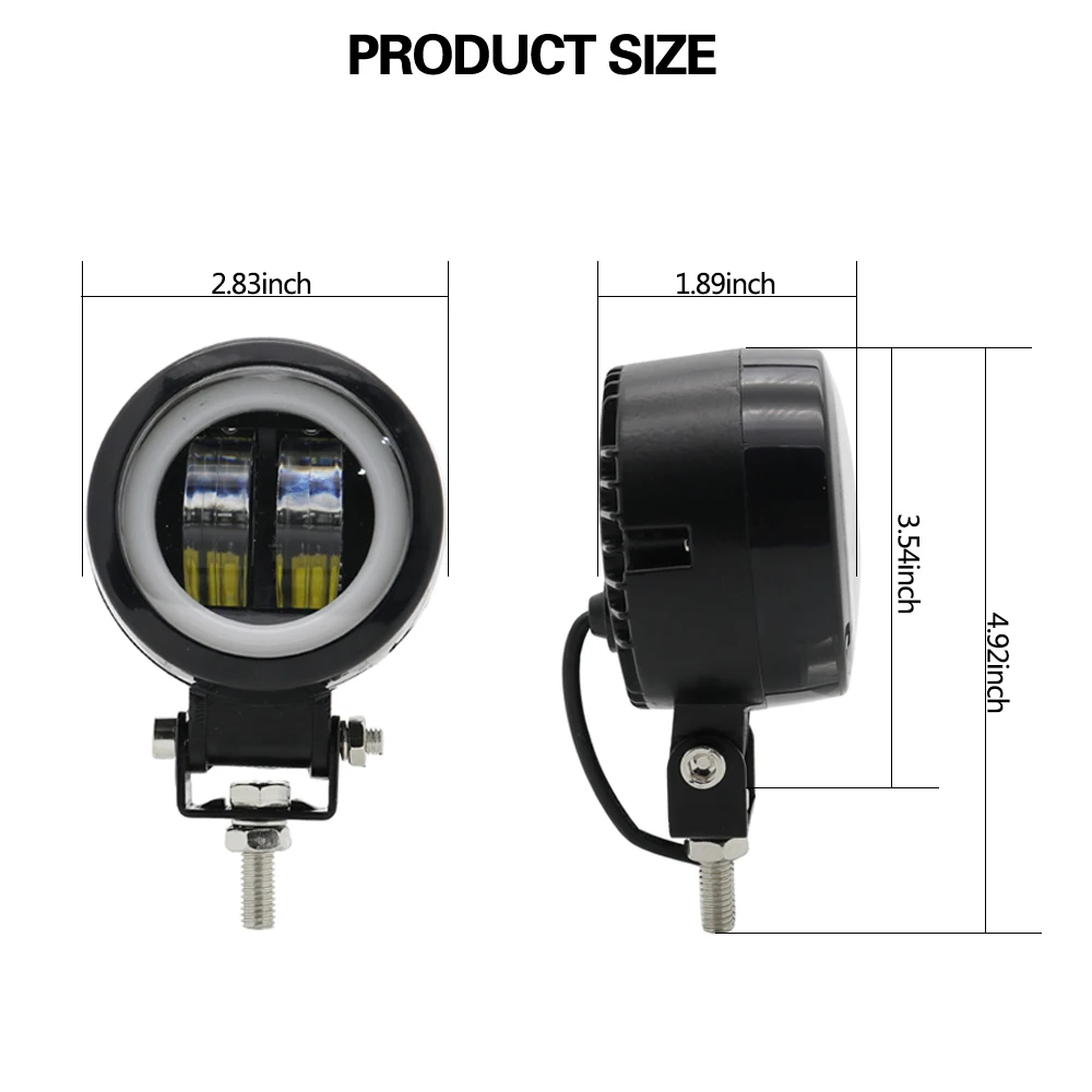 Barra de luz LED de trabajo de ojo de Ángel para motocicleta, faro antiniebla de conducción, 3 pulgadas, 20W, 12V, 24V, coche todoterreno, barco,