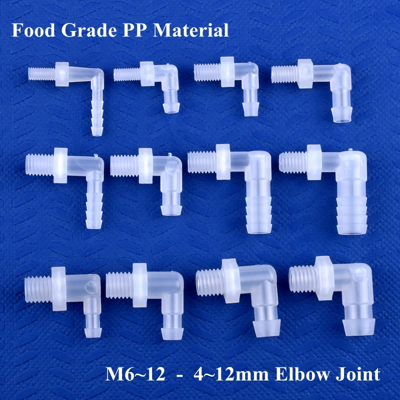 5 ~ 200 sztuk M6 ~ M12 do 4 ~ 12mm Food Grade plastikowe PP Pagoda złącze kątowe zbiornik akwarium armatura Micro wąż do nawadniania wspólne