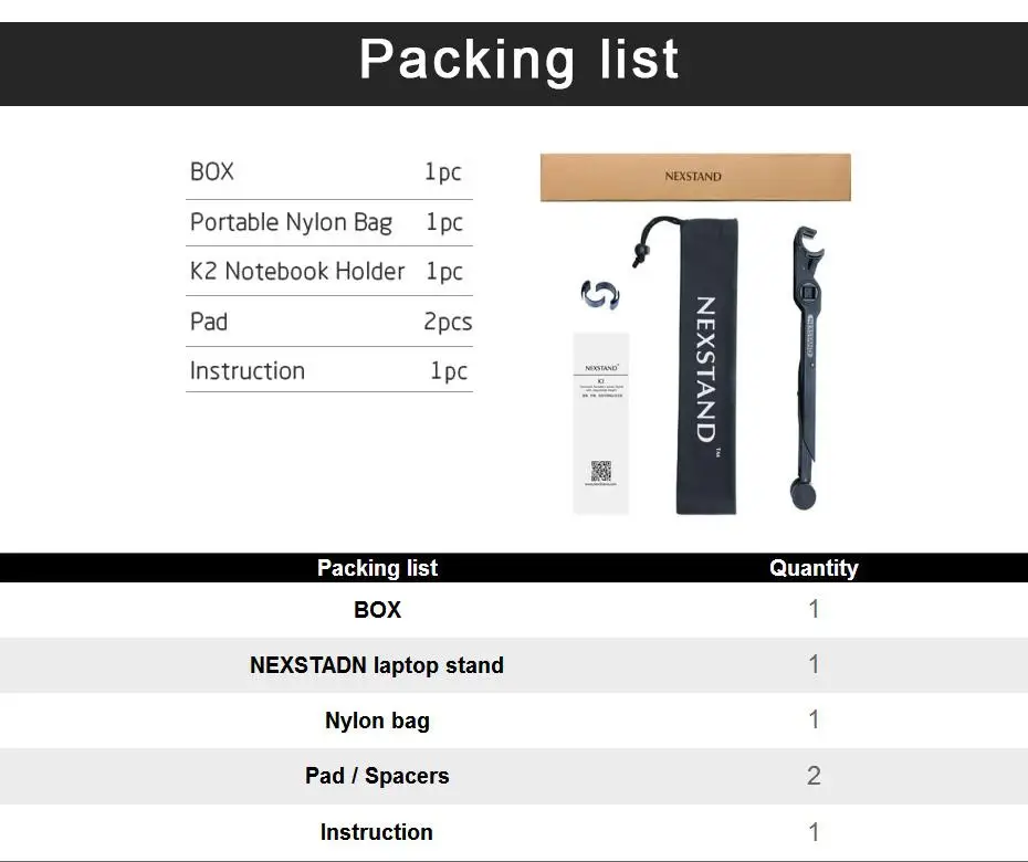 Складная портативная подставка NEXSTAND K2 для ноутбука с углом обзора/регулируемой высотой, качественный кронштейн из алюминиевого сплава