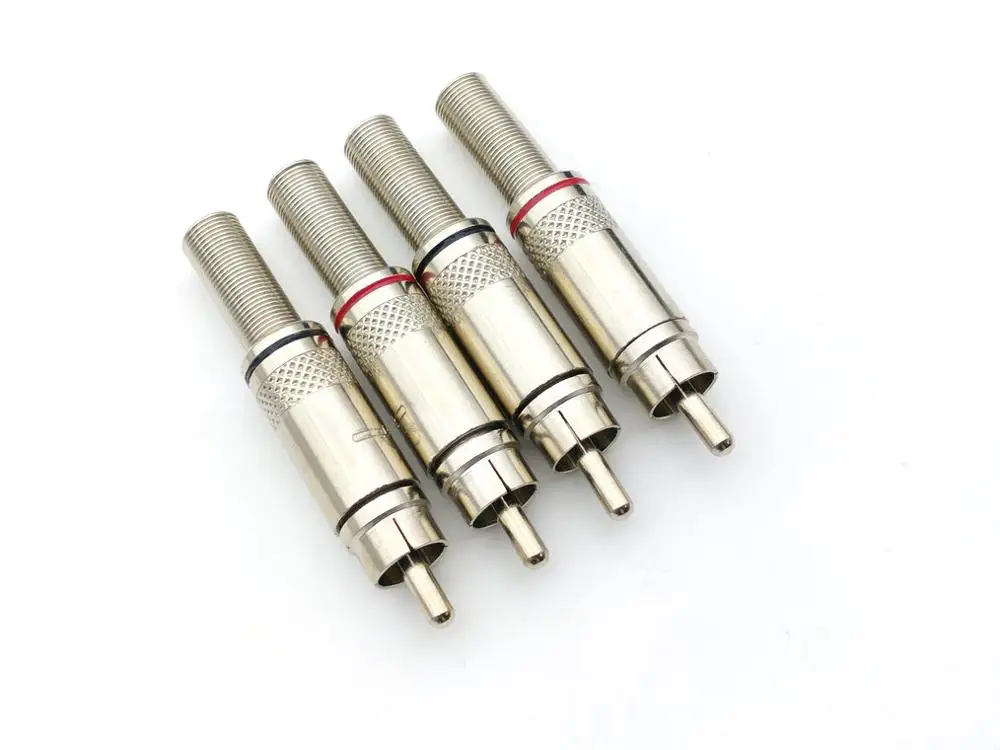 4pcs RCA Audio Adapter brass RCA Male Plug with Spring  Solder connector