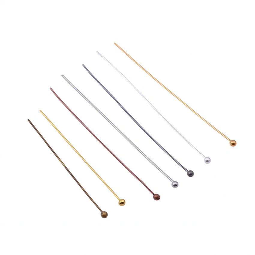 100pcs/lot 16 20 25 30 40 45 50mm Gold Silver Metal Ball Head Pins For Diy Jewelry Making Head pins Findings Dia 0.5mm Supplies