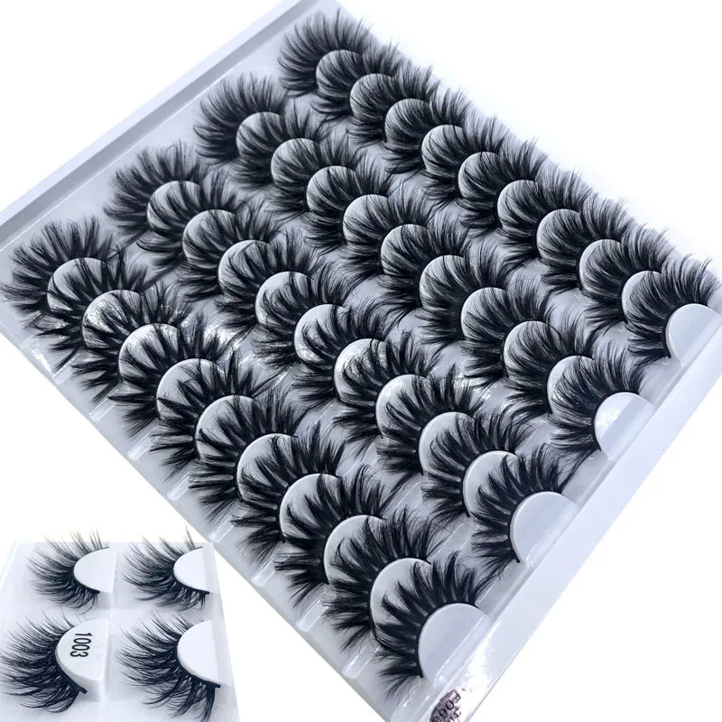 New 16/20pairs 8-25mm fake Eyelashes 100% Mink Eyelashes Mink Lashes Natural Dramatic Volume Eyelashes Extension False Eyelashes