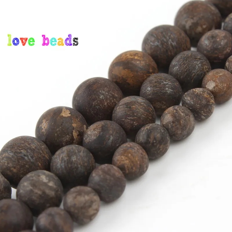 100% AAA+ Natural Matte Bronze Minerals Beads Dull Polished Brown Round Loose Stone Beads for Jewelry Making DIY Bracelet 15\