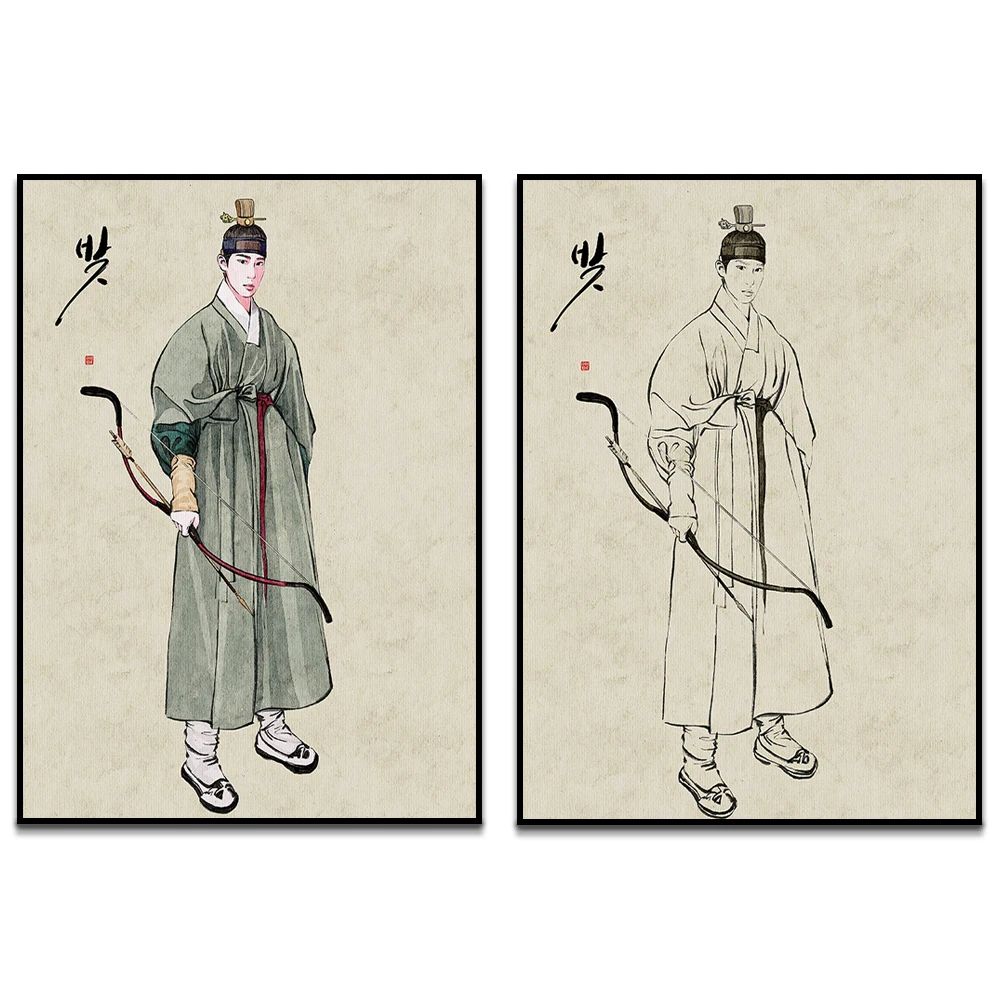 Matte vertical poster, Hanbok, Korean painting, Korean art, Asian art print