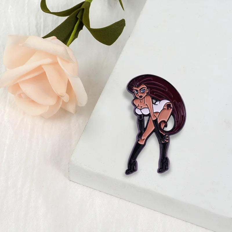 Sexy Jessie Brooch A Seductive or Coy Expression Decor For Japanese Anime Fan