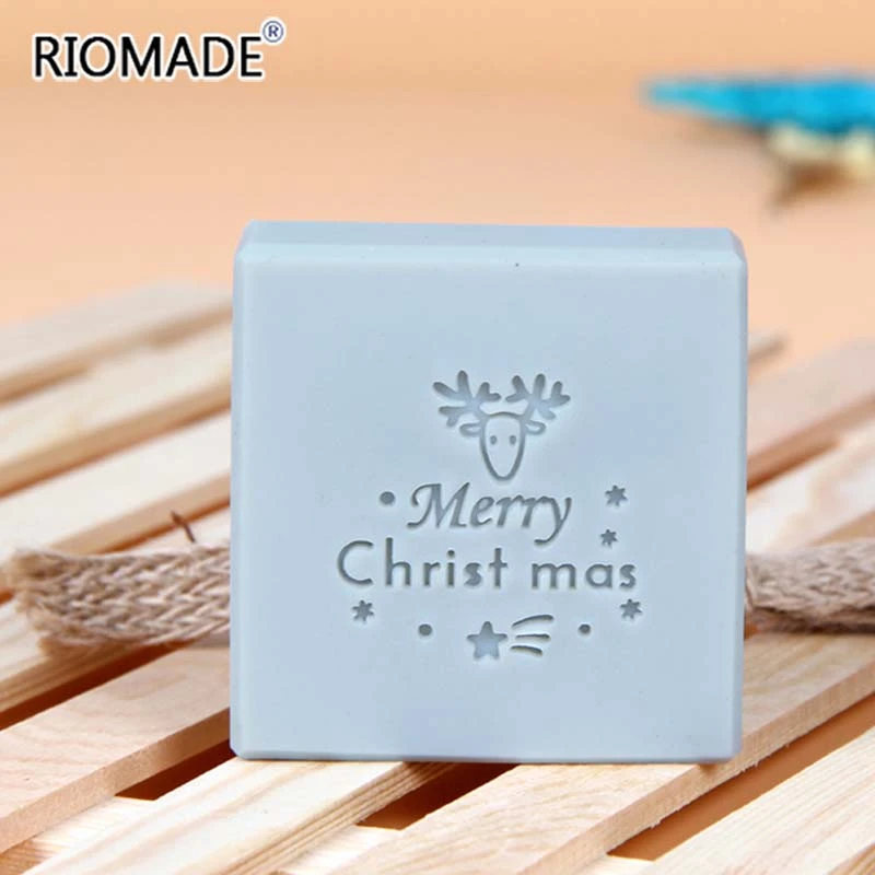 Happy Christmas Series Acrylic Soap Stamp Handmade Soap Seal Letters And Patterns Transparent Chapters DIY Soap Making Tools