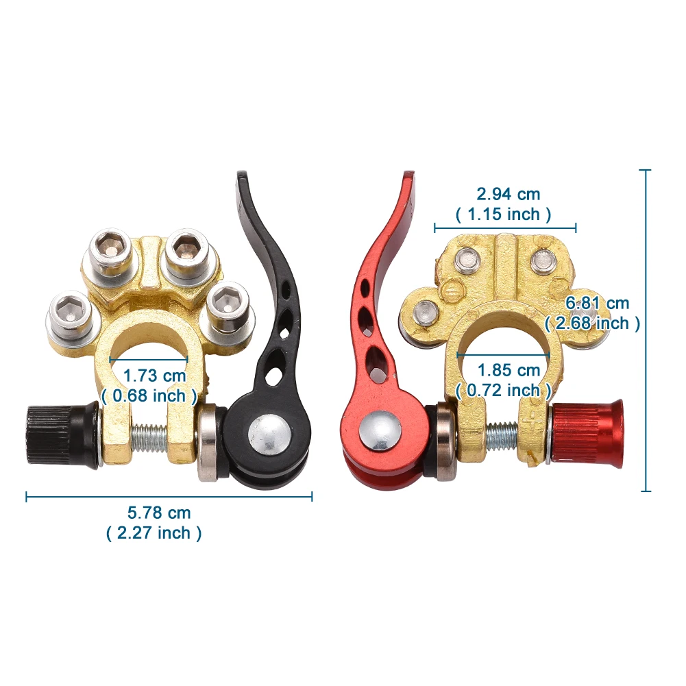 Battery Terminal Clamp Connectors, 2Pcs 4 Way Car Battery Terminals Connector Quick Release Disconnect for SAE/JIS Type A Posts