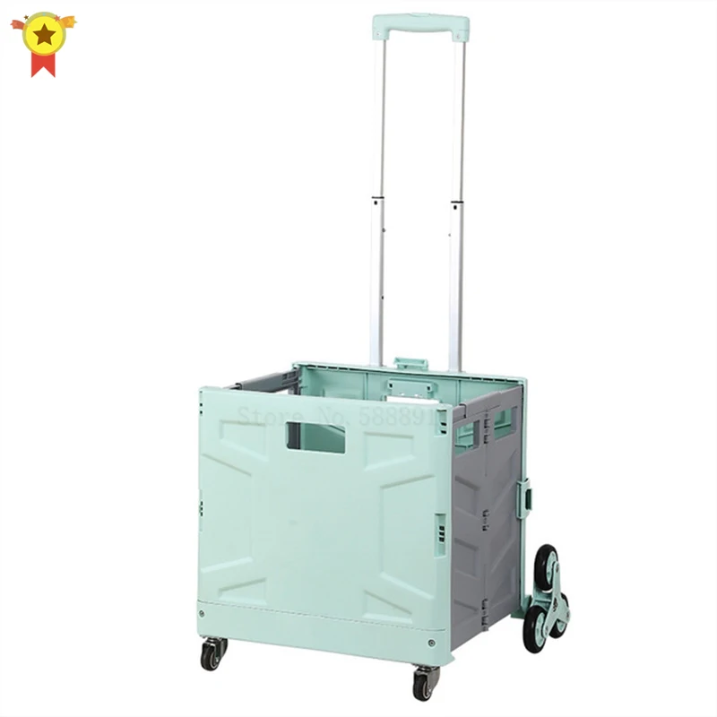 Buy food suitcase on wheels small pull cart portable folding shopping luggage picnic trolley home trolley goods take express god