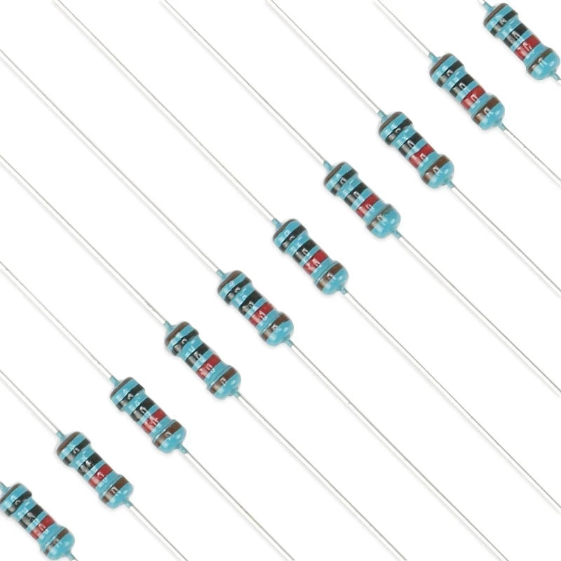 100pcs 1/4W 1R~10M 1% Metal film resistor 100R 220R 1K 1.5K 2.2K 4.7K 10K 22K 47K 100K 100 220 1K5 2K2 4K7 ohm resistance