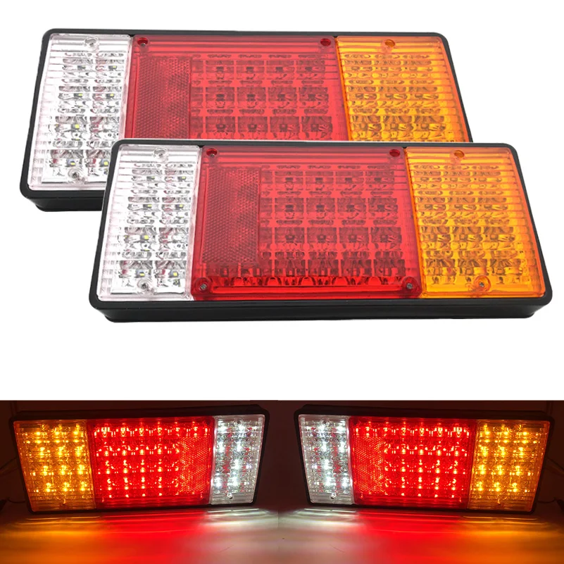 2Pcs Waterproof 44 LED back up tail lights dry freight box trucks trailer Camper Indicator Reverse Van Car Truck taillight