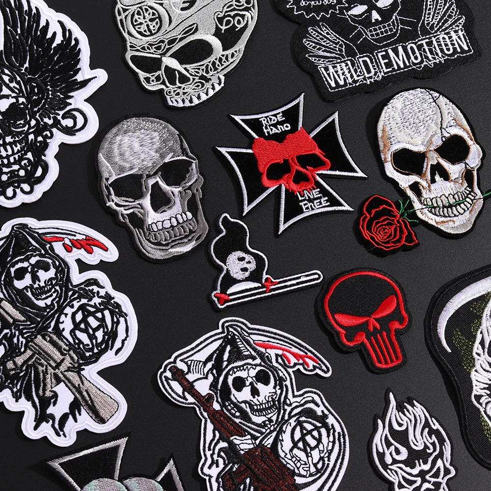 Fine Human skeleton Patches for Clothes Coat Jeans Decor Iron On Skull Appliques 3D Diy Punk Style Bikers Coat Jeans Hat Badges