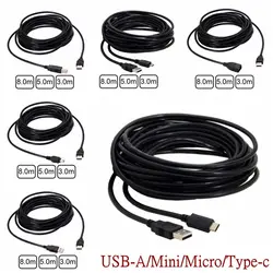 1m 3m 5m 8m USB męski na Mini Micro type-c USB kobieta ładowarka data kabel do dysku twardego telefon komórkowy Tablet Camera