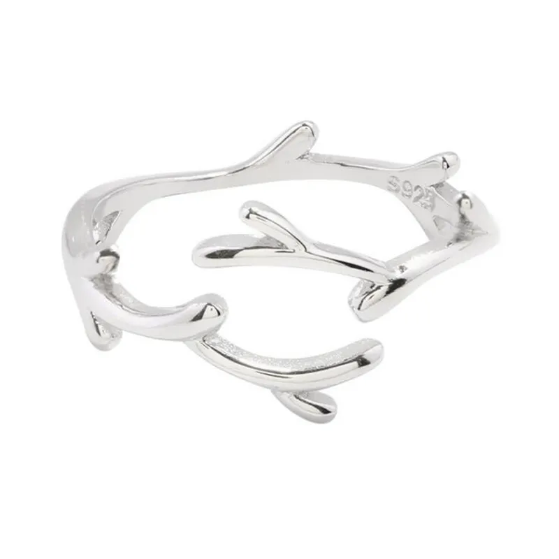 Women's Antler Branch Opening Ring, 925 Sterling Silver