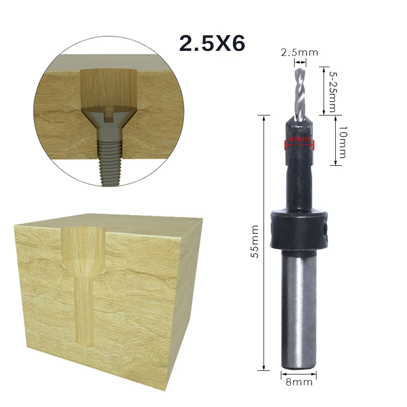 1pcs 8mm 10mm Shank HSS Woodworking Countersink Router Bit Set Screw Extractor Remon Demolition for Wood Milling Cutter