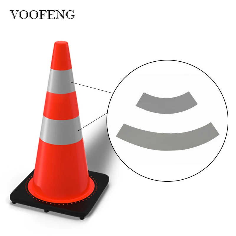 VOOFENG-pegatina reflectante de cono de tráfico, tejido autoadhesivo de alta visibilidad para seguridad vial, 1 juego = 2 piezas