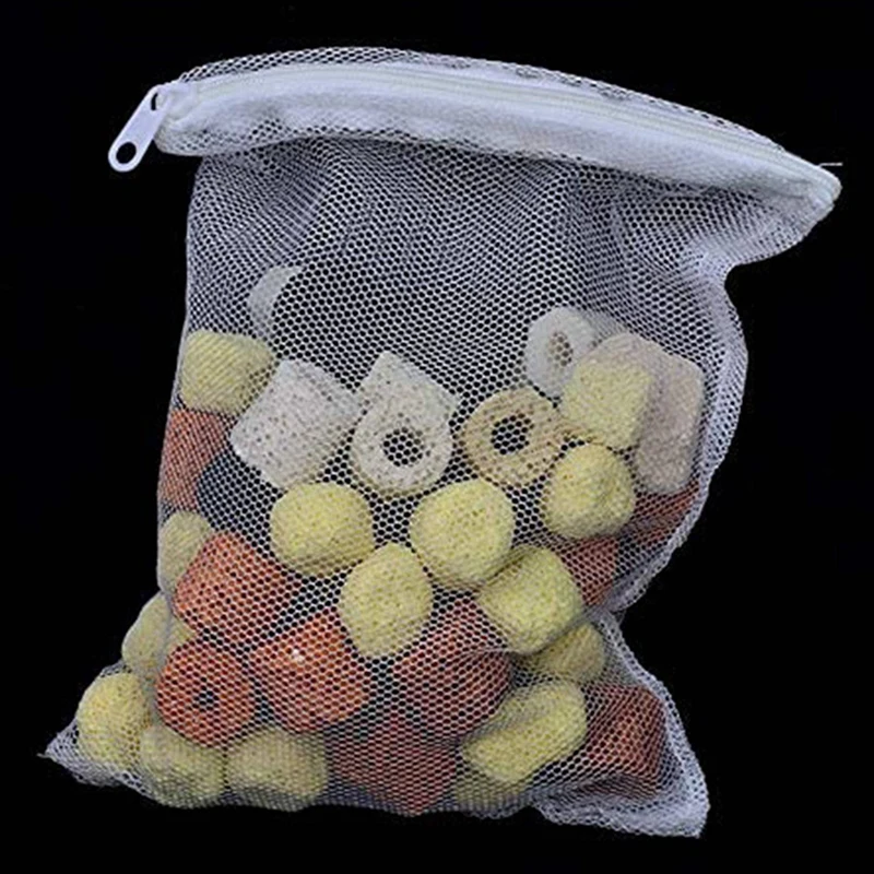 64 Pieces of Aquarium Filter Bag Media Mesh Filter Bag Reusable Mesh Bag for Granular Carbon, Bioball White and Black