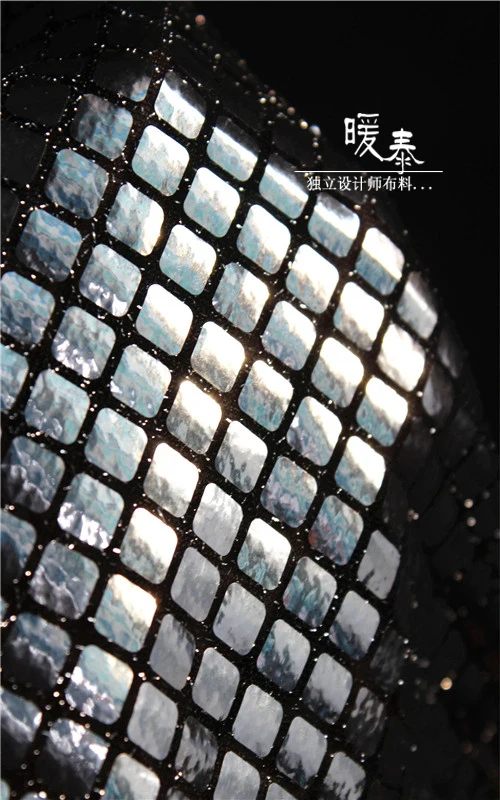 Silver Square Sequin Gauze Fabric DIY Patches Background Decor Props Cosplay Wedding Dress Metallic Clothing Designer Fabric