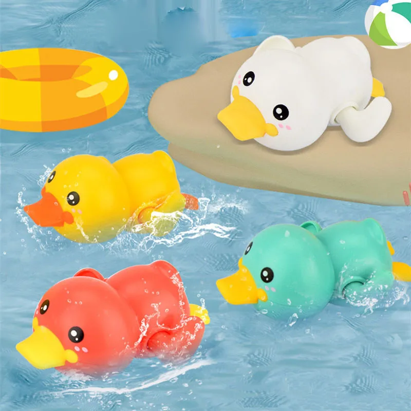 

Baby Bath Toys Bathing Play Water Clockwork Swimming Pool Bathroom Children Cute Little Yellow Duck Bathtub Shower Infant Toy