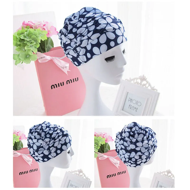 Swimming Hat Women Unisex Girls Long Hair Bathing Cap Swimming Cap Stretch Drape Free Size Swim Pool Sport Elastic Nylon Turban