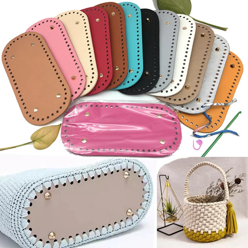 22x10cm Long Bottom for Knitted Bag PU leather Bag Base Handmade Bottom With Holes Diy Crochet Bag Bottom accessories