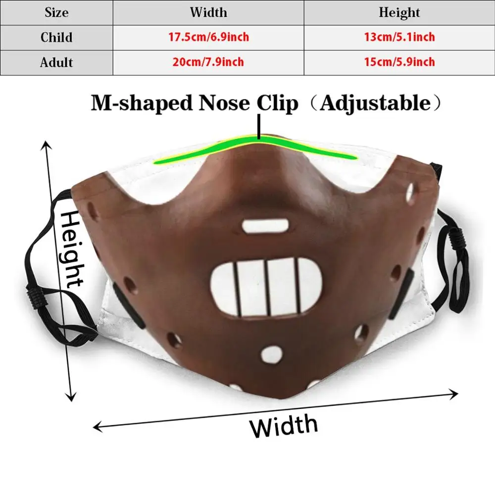 Hannibal Lecter Masker Print Wasbare Filter Anti Dust Mond Masker Hannibal Lecter Grappig