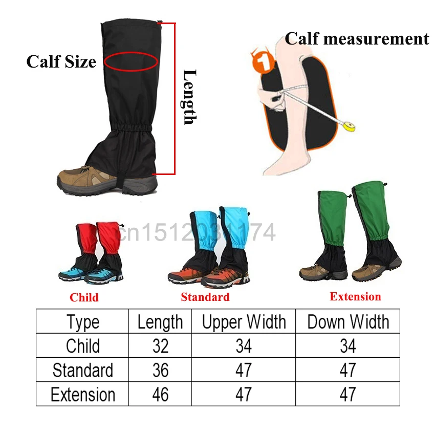 Outdoor Waterproof Leg Gaiters, Leg Covers, Hiking, Camping, Climbing, Skiing, Desert Boots, Shoes, Snow, Legs Protection