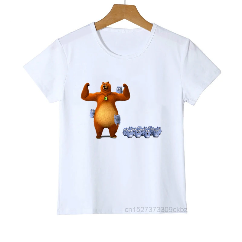 Dzieci Tshirt światło słoneczne Grizzy niedźwiedź nadruk zwierzęta T Shirt chłopcy boże narodzenie Lemmings T-shirt koszulki topy