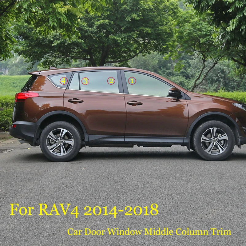 

For Toyota RAV4 2014 2015 2016 2017 2018 Car Door Window Middle Column Trim Protection PC Black Strip Stickers
