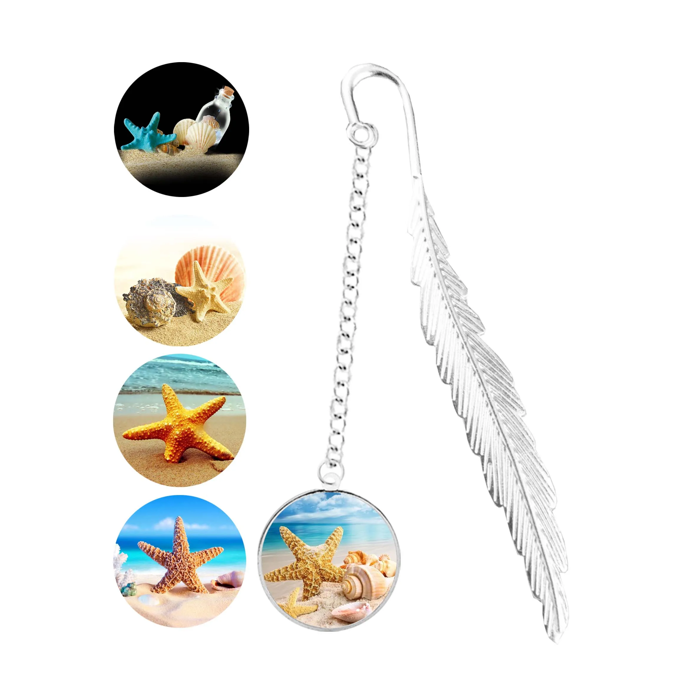 Fashion Sea Star Bookmark Tropical Animal Beach Ocean Sea Star Ornament Decor Pendant Jewelry For Reading Book Notebook Gift