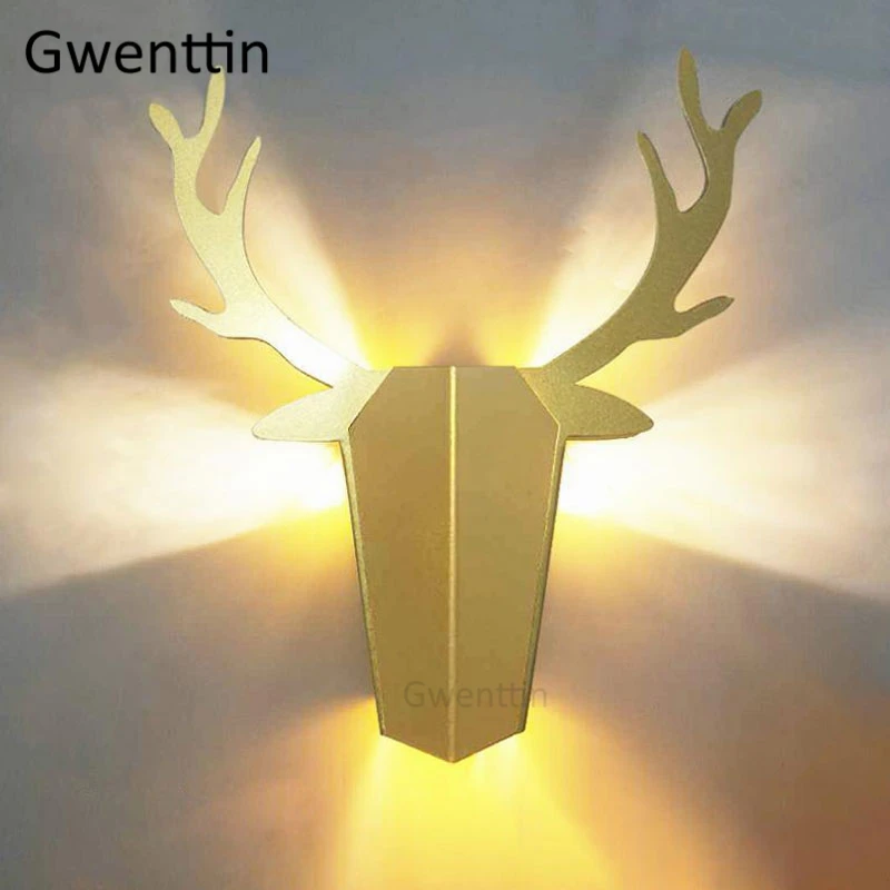 

Modern Nordic Antler Wall Lamps Bedroom Bedside Lamp Living Room Wall Sconce Light Fixtures Metal Deer Mirror Lights Home Decor