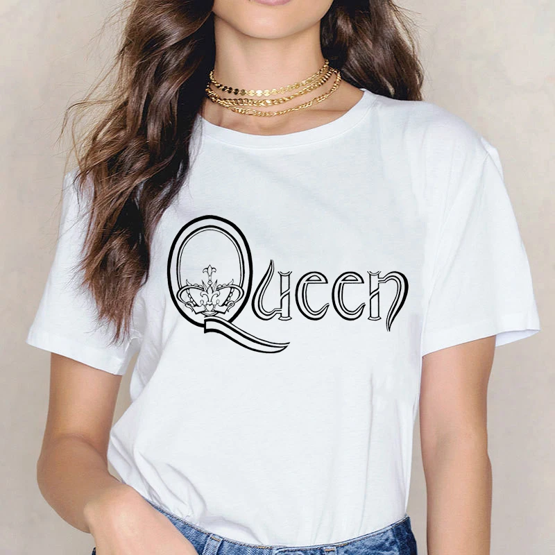 Vintage the queen band shirt women tshirt Freddie Mercury t shirt femme hip hop rock streetwear gothic tops female t-shirt tees