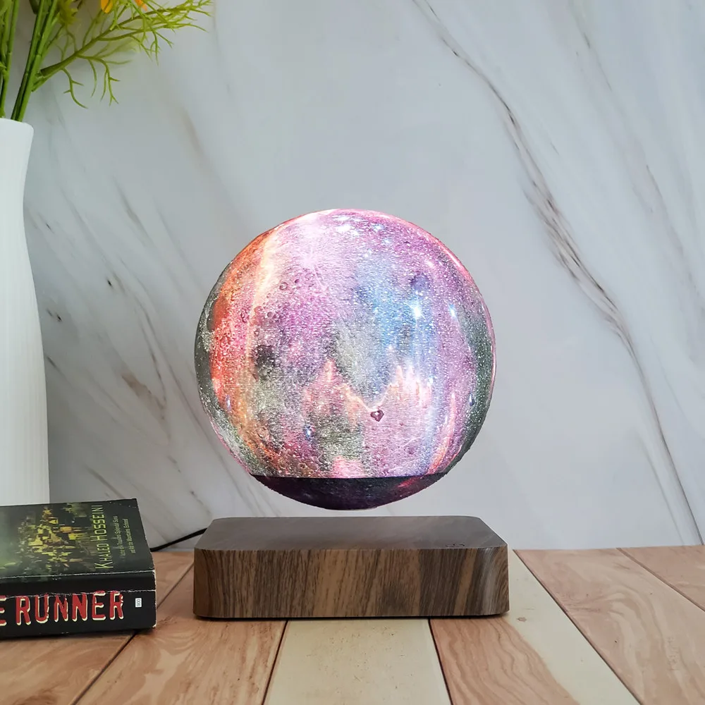 

HCNT 3 Colors Magnetic Levitating Galaxy Moon Lamp Rotating Floating Bedroom Night Light Levitation Home Decor Christmas Gift